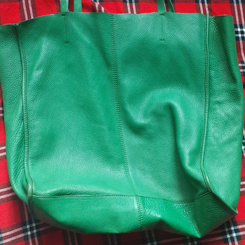 GAP Leather Large Tote Bag Green - Picture 2 of 7